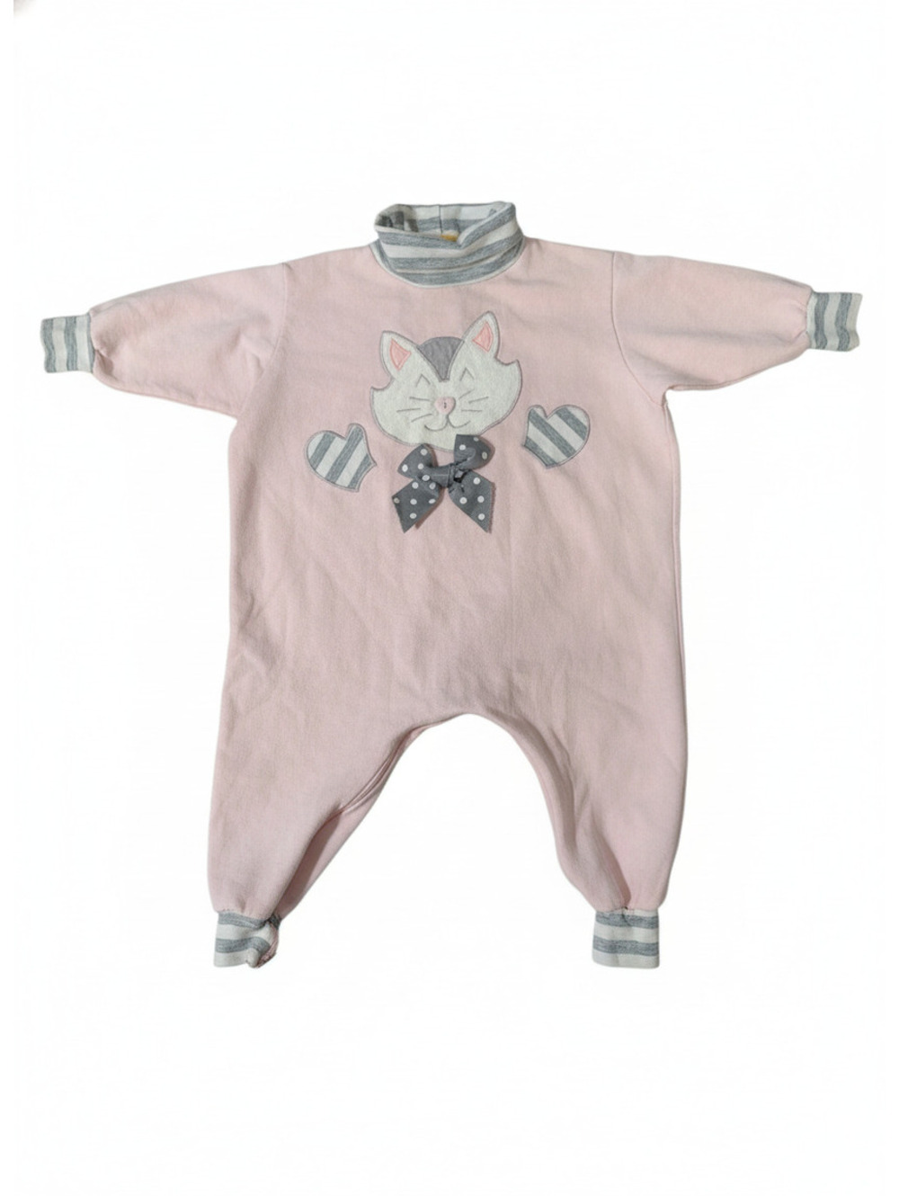 Vintage 90s Cat Bubble Romper Jumpsuit 18m